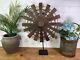 Vintage Rustic Antique Indian Silk Spinning Charkha Wheel Sculpture On Stand