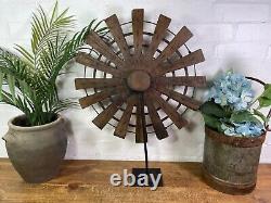 Vintage Rustic Antique Indian Silk Spinning Charkha Wheel Sculpture on Stand