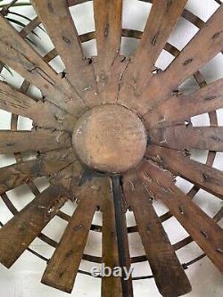 Vintage Rustic Antique Indian Silk Spinning Charkha Wheel Sculpture on Stand