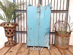 Vintage Rustic Blue Indian Wooden Glazed Display Bathroom Kitchen Wall Cabinet