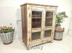 Vintage Rustic Indian Wooden Glazed Shop Display Bathroom Kitchen Cabinet