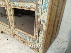 Vintage Rustic Indian Wooden Glazed Shop Display Bathroom Kitchen Cabinet