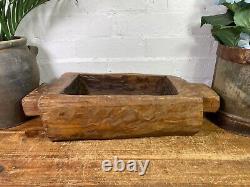 Vintage Rustic Wabi Sabi Carved Dugout Solid Wooden Trough Table Centrepiece