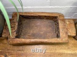 Vintage Rustic Wabi Sabi Carved Dugout Solid Wooden Trough Table Centrepiece