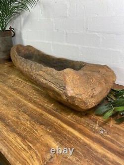 Vintage Rustic Wabi Sabi Carved Dugout Solid Wooden Trough Table Centrepiece