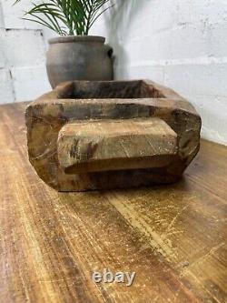 Vintage Rustic Wabi Sabi Carved Dugout Solid Wooden Trough Table Centrepiece