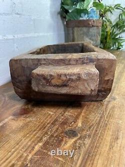 Vintage Rustic Wabi Sabi Carved Dugout Solid Wooden Trough Table Centrepiece