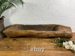 Vintage Rustic Wabi Sabi Carved Dugout Solid Wooden Trough Table Centrepiece