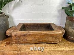 Vintage Rustic Wabi Sabi Carved Dugout Solid Wooden Trough Table Centrepiece