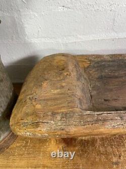 Vintage Rustic Wabi Sabi Carved Dugout Solid Wooden Trough Table Centrepiece