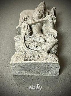 Vintage Saraswati Statue Hand Carved Indian Stone Goddess Of Speech & Learning