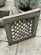 Vintage Small Indian Teak Wooden Iron Window Jali Screen Salvaged In Rajasthan