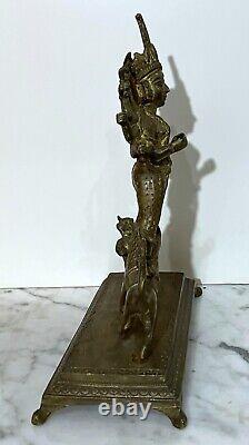 Vintage Solid And Heavy Hindu Brass Statue Of Lord Shiva From India