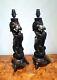 Vintage Southeast Asian Indonesian Carved Ironwood Rewired Dragon Table Lamps