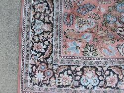 Vintage Traditional Hand Made Indian Keshmir Oriental Pink Silk Rug 180x122cm