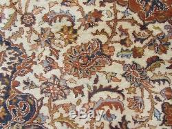 Vintage Traditional Handmade Indian Oriental Wool Beige Rug 230x165cm