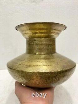 Vintage Tribal Indian Brass Hammered Big Cooking Degchi / Water Pot