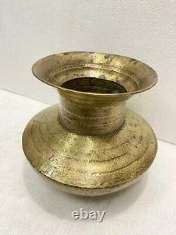 Vintage Tribal Indian Brass Hammered Big Cooking Degchi / Water Pot