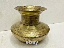 Vintage Tribal Indian Brass Hammered Big Cooking Degchi / Water Pot