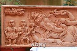Vintage Wall Ganesha Panel Resting Ganesh Statue Hindu Sculpture Temple Plaque