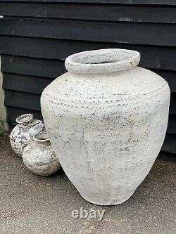 Vintage Whitewashed Indian Water Pot