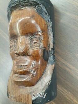 Vintage Wood Hand Crafted Wooden Head Statue, Collectible