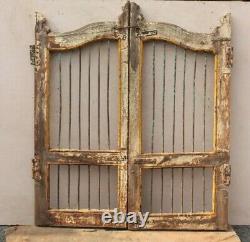 Vintage Wooden Iron Grill Dog Gate Antique Indian Gate Fatak Wall Decor BS-73