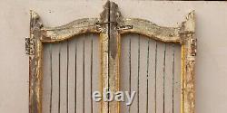 Vintage Wooden Iron Grill Dog Gate Antique Indian Gate Fatak Wall Decor BS-73