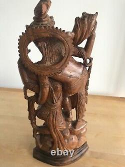 Vintage Wooden Lord Ram and Goddess Sita Hindu Idol Temple Statue Sculpture
