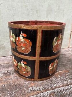 Vintage Wooden Planter With Indian Figure Decoration