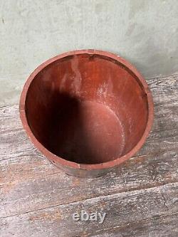 Vintage Wooden Planter With Indian Figure Decoration