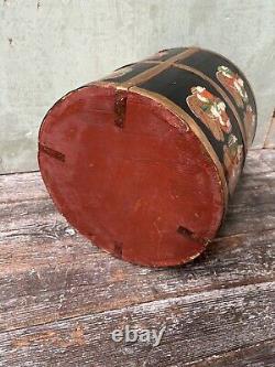 Vintage Wooden Planter With Indian Figure Decoration