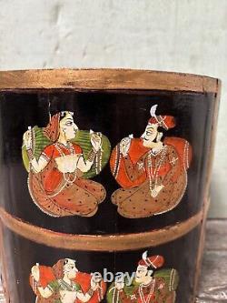 Vintage Wooden Planter With Indian Figure Decoration