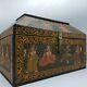 Vintage Wooden Storage Box With Clasp Indian Design With Dancing Women 15.5