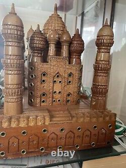 Vintage Wooden Taj Mahal A Fine Large Example With Brass Detail (Wired)