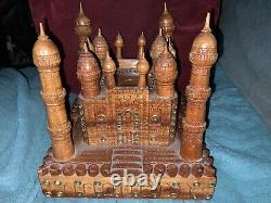 Vintage Wooden Taj Mahal A Fine Large Example With Brass Detail (Wired)