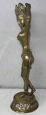 Vintage/antique India Goddess Indian Hindu Brass Statue Dancer Dancing 17 Tall