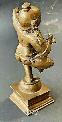 Vintage antique repro Lost wax cast bronze Dancing Bala Lord Krishna Figurine