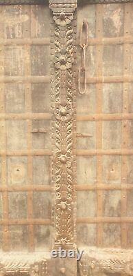 Vintage carved Indian door, Antique Indian door, Teak wood door, Iron and Wooden