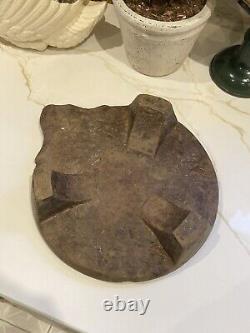 Vintage carved chapati stone rolling dish stand