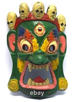 Vintage hand Carved WOODEN Tribal home décor collectible devil mask. I71-5