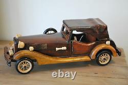 Vintage hand crafted wooden car collectible