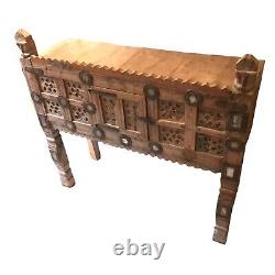 Vintage heavily Carved Indian Damchiya marriage Chest Sideboard Console Table