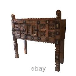 Vintage heavily Carved Indian Damchiya marriage Chest Sideboard Console Table