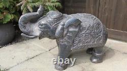 Vintage indian wood carving elephant large