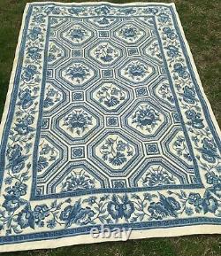 Vintage rug, Handmade rug, Large, Wool Blue 6 x 9