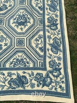 Vintage rug, Handmade rug, Large, Wool Blue 6 x 9