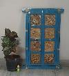 Vintage Style Wooden Blue Window Brass God Sun Fitting Indian Wall 2 Doors Frame