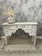 Vintage Whitewashed Indian Carved Console Table