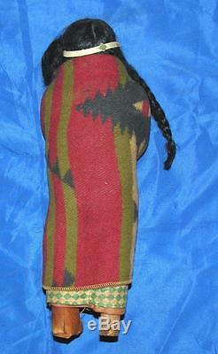 Vtg Antique Skookum Indian Composition And Wood Doll, Mother W Papoose Baby